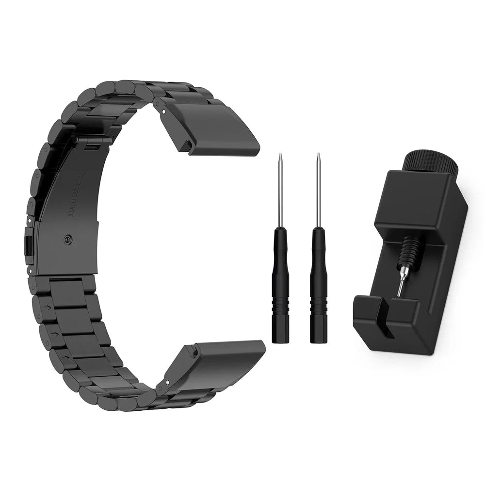 For Garmin Fenix 8 / E 47mm / 7 / 6 GPS / 5 Stainless Steel Watch Strap 22mm Quick Release Watchband with Folding Clasp - Black - 6