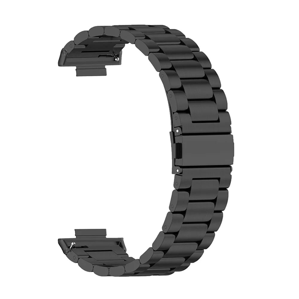 Stainless Steel Watch Strap for Huawei Watch Fit 2, Folding Buckle Three Beads Replacement Wrist Band - Black - 3