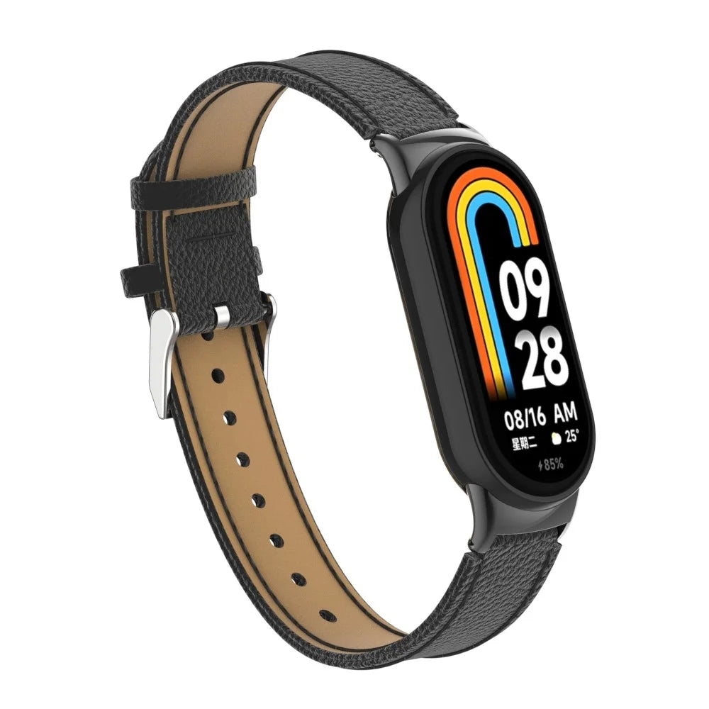 For Xiaomi Smart Band 9 NFC / 9 / 8 NFC / 8 Genuine Cow Leather Watch Band Watch Strap with Connector - Black - 2