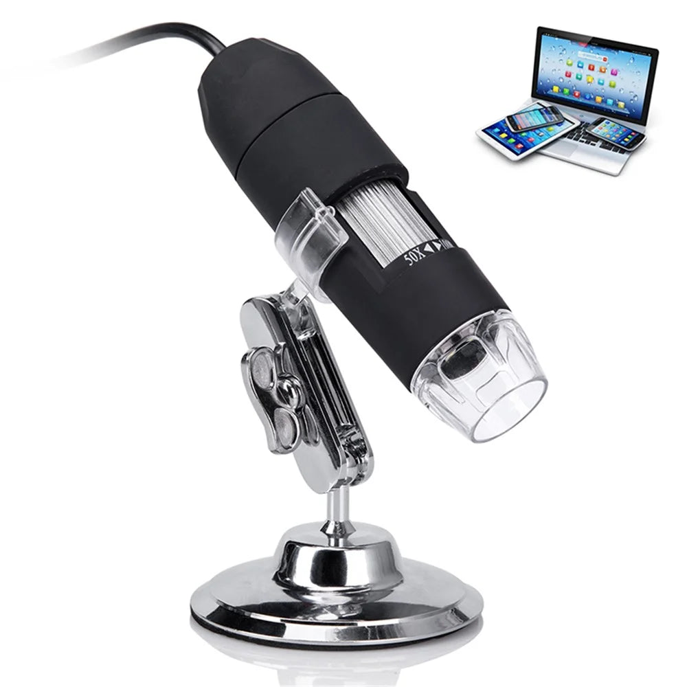 Digital Microscope 3-in-1 USB Endoscope 50X-1000X Magnification 8-LED Mini Camera for Mac Window Android - 1
