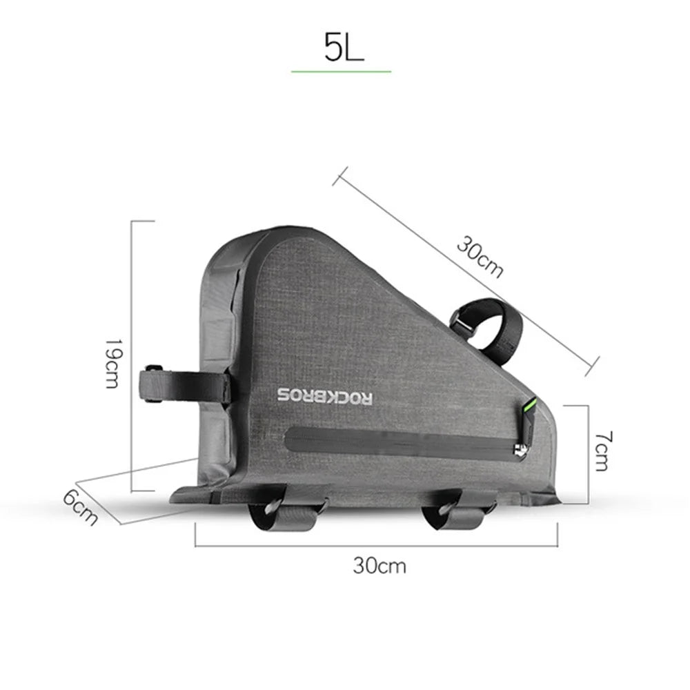 ROCKBROS 5L Waterproof Bike Bag Triangle Cycling Tube Pouch Quick Release Frame Bag - 2