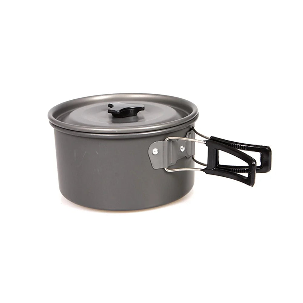 HALIN Outdoor Camping Picnic Pot + Pan + Teapot Cookware Set for 2-3 People - 7