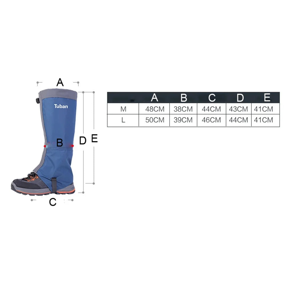 TUBAN Snow Gaiters Reinforced TPU Strap Breathable 420D Nylon Waterproof Boot Gaiters - Black / Size: M - 2