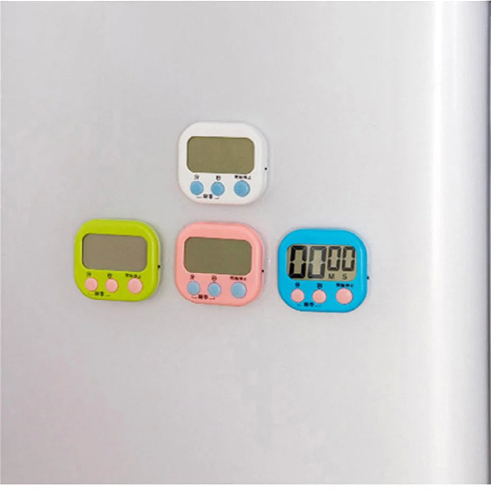 Large Screen LCD Display Electronic Digits Timer Alarm Clock with Stand - White / Blue - 4