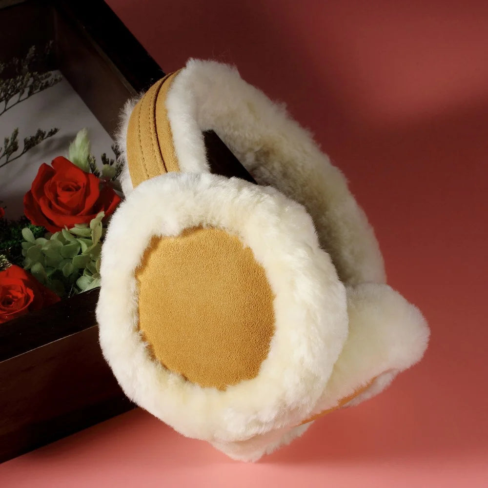 Fluffy Wool Warm Earmuffs Windproof Winter Ear Protector - Khaki - 2