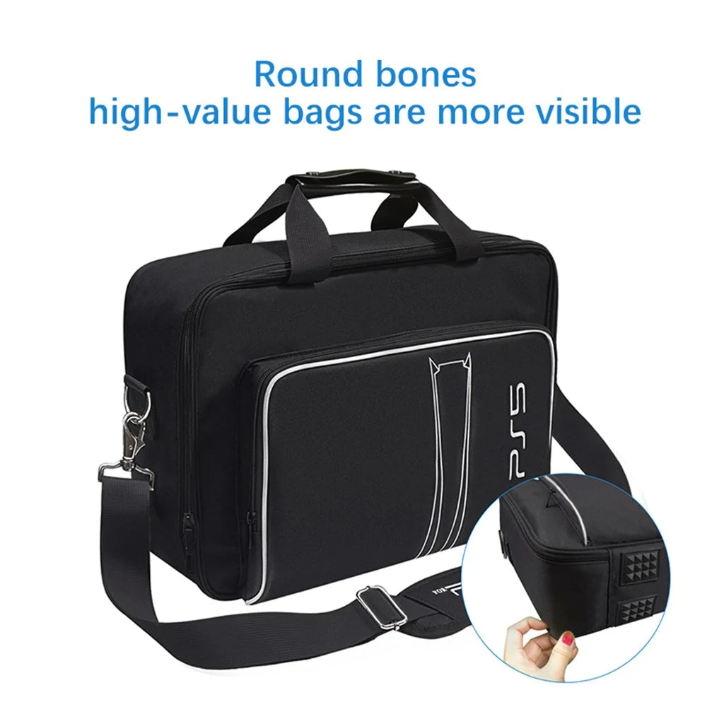 For Sony PlayStation 5 Portable Travel Storage Bag Game Console Accessories Handbag Crossbody Bag - Black / White - 4