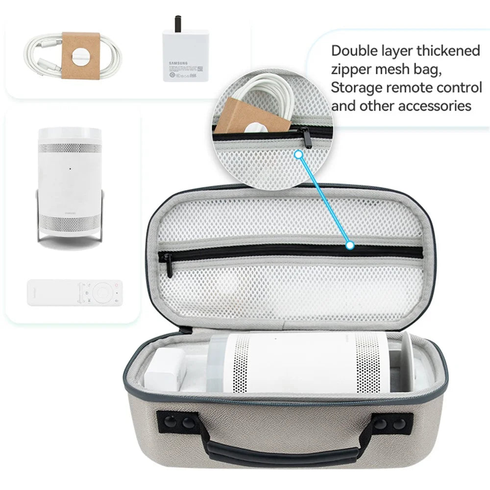 For Samsung The Freestyle Projector Storage Bag Shockproof Hard EVA Oxford Cloth Portable Travel Carrying Case - 3