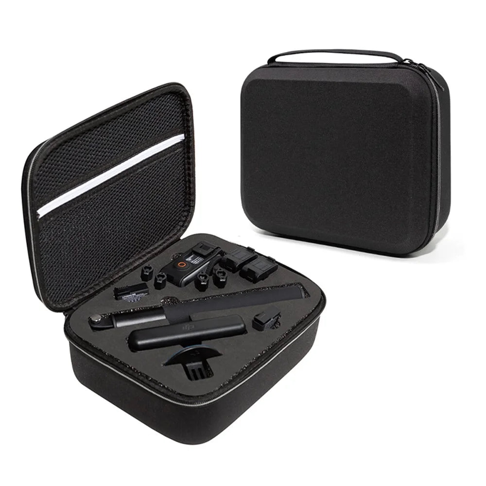 For DJI Osmo Action 3 / Action 4 / Action 5 Pro Portable Zipper Camera Protection Case EVA Hard Shell Handle Strap Camera Accessories Storage Bag - Black - 1