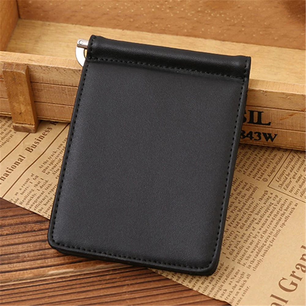 Business Genuine Leather Men's Wallet Multi-card ID Credit Card Holder Dollar Clip - Black - 2