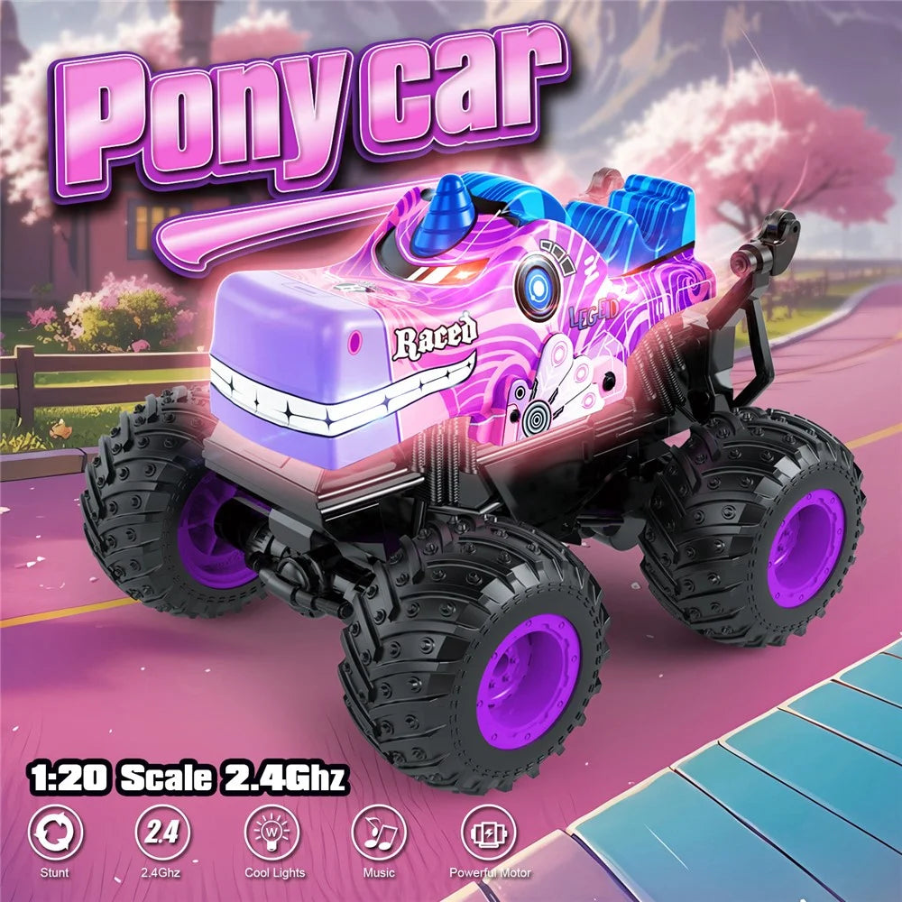 KY-S208A 1 / 20 Remote Control Car Cartoon Kids Stunt Car Toy with Light and Music - Purple - 2