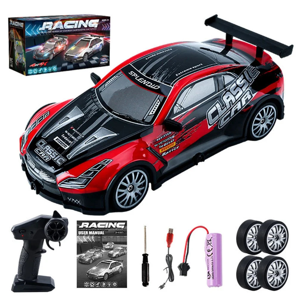 KY-S205 GTR Style 1 / 20 4WD RC High Speed Drift Car with Light Remote Control Toy Car - Red - 1