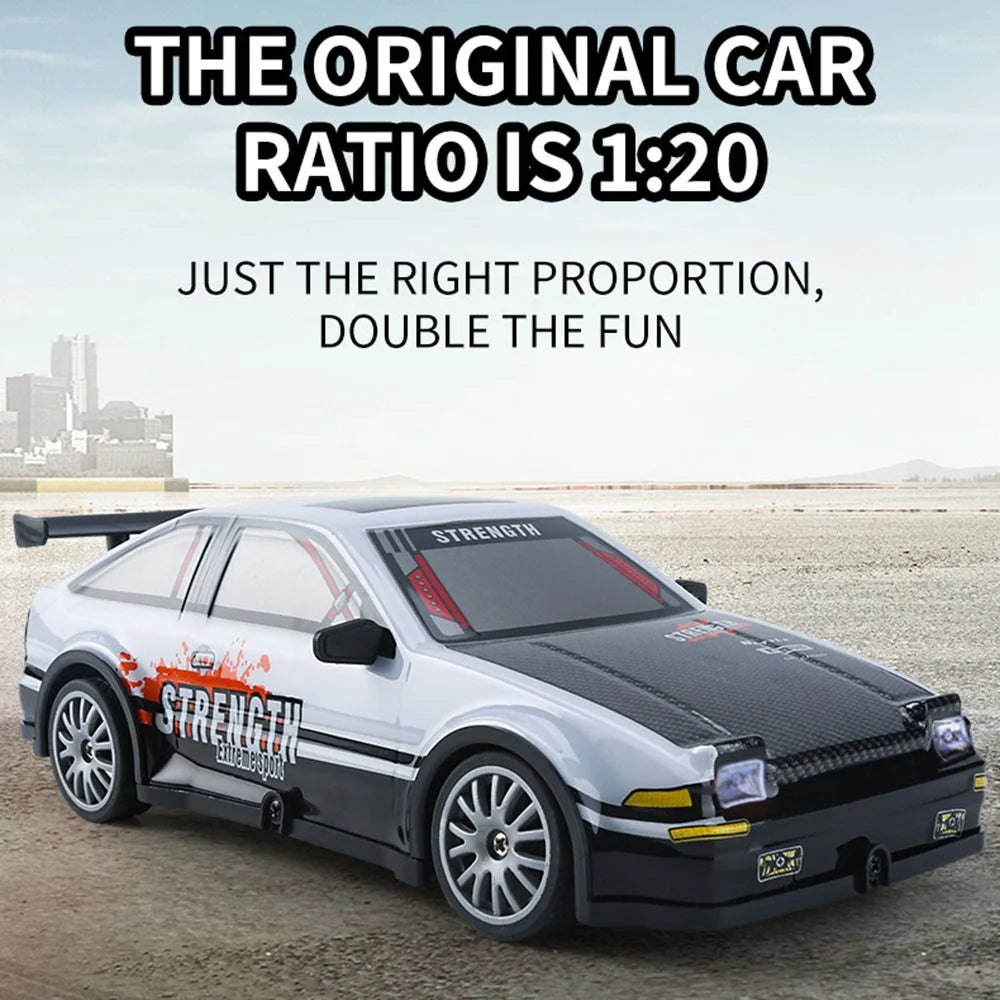 KY-S204 AE86 Style 1 / 20 4WD RC High Speed Drift Car with Light Remote Control Toy Car - White - 3