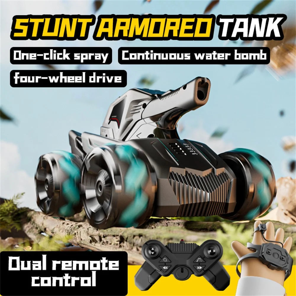 4DRC 4D-Y8 RC Tank Car 4WD Off-Road Water Bullet Shooter Dual Remote Control Single Battery - Red - 5