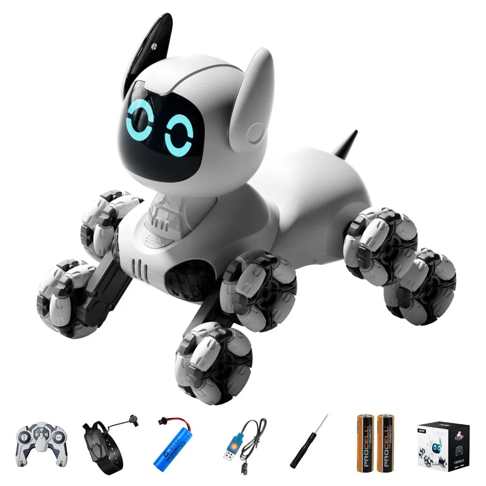 4DRC 4D-Y9 Children RC Robot Dog 8 Wheels Remote Control Stunt Model with 1 Battery - Grey - 1