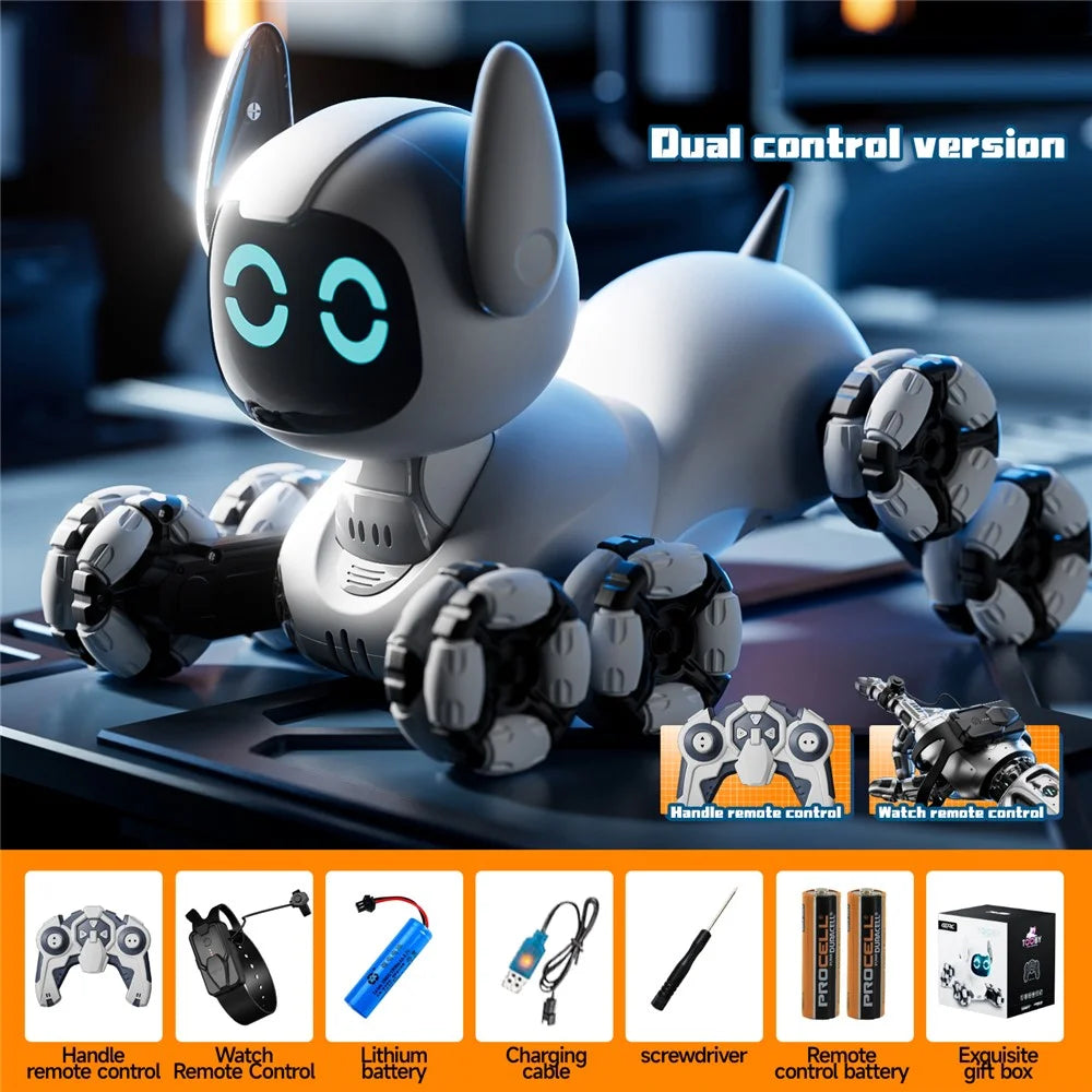 4DRC 4D-Y9 Children RC Robot Dog 8 Wheels Remote Control Stunt Model with 1 Battery - Grey - 2
