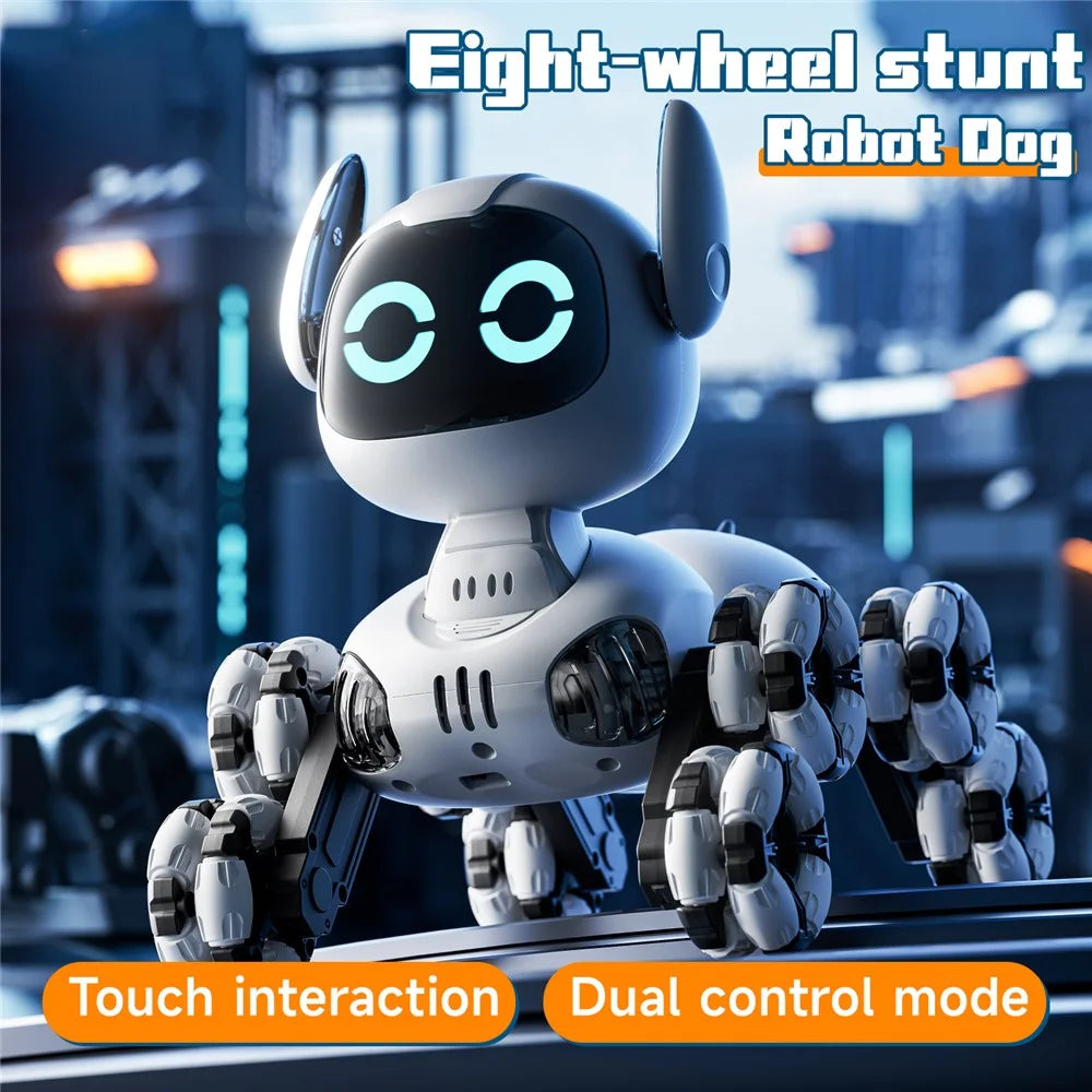 4DRC 4D-Y9 Children RC Robot Dog 8 Wheels Remote Control Stunt Model with 2 Batteries - Grey - 3