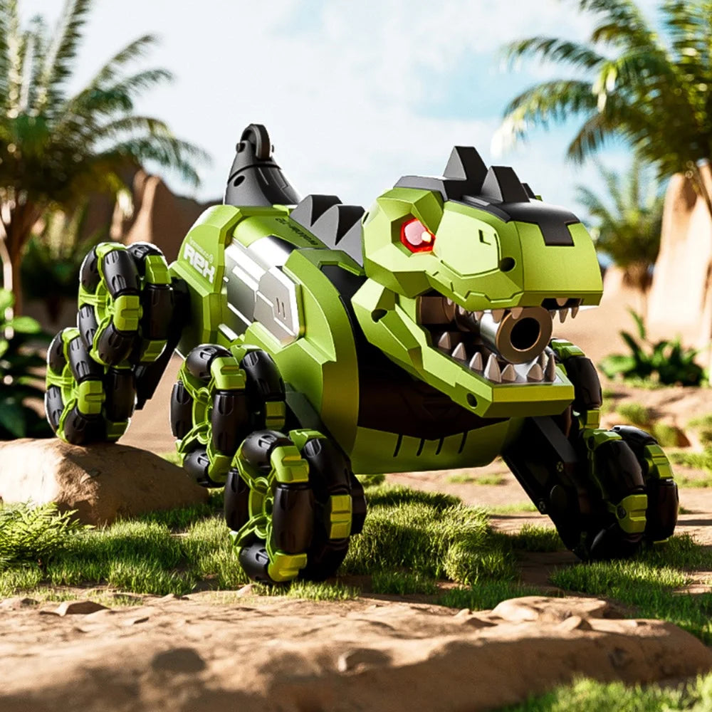 4DRC 4D-Y12 Dinosaur Shape 8 Wheels RC Car Spray Toy for Kids, Single Controller / Dual Battery - Green - 2