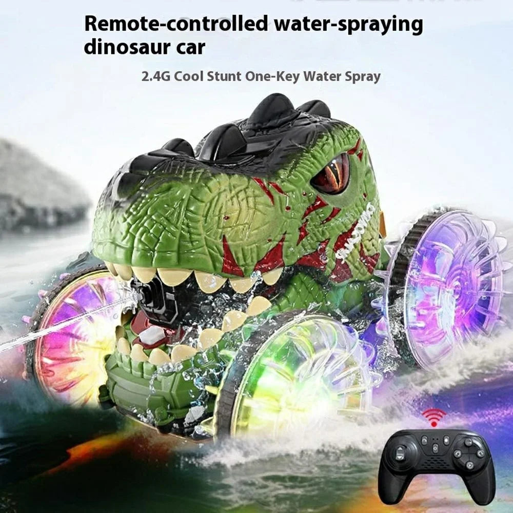 YL-125 2.4G RC Amphibious Dinosaur Car 360 Degree Rotation 4WD Stunt Vehicle with Water Spray Crawler Toy - Green - 2