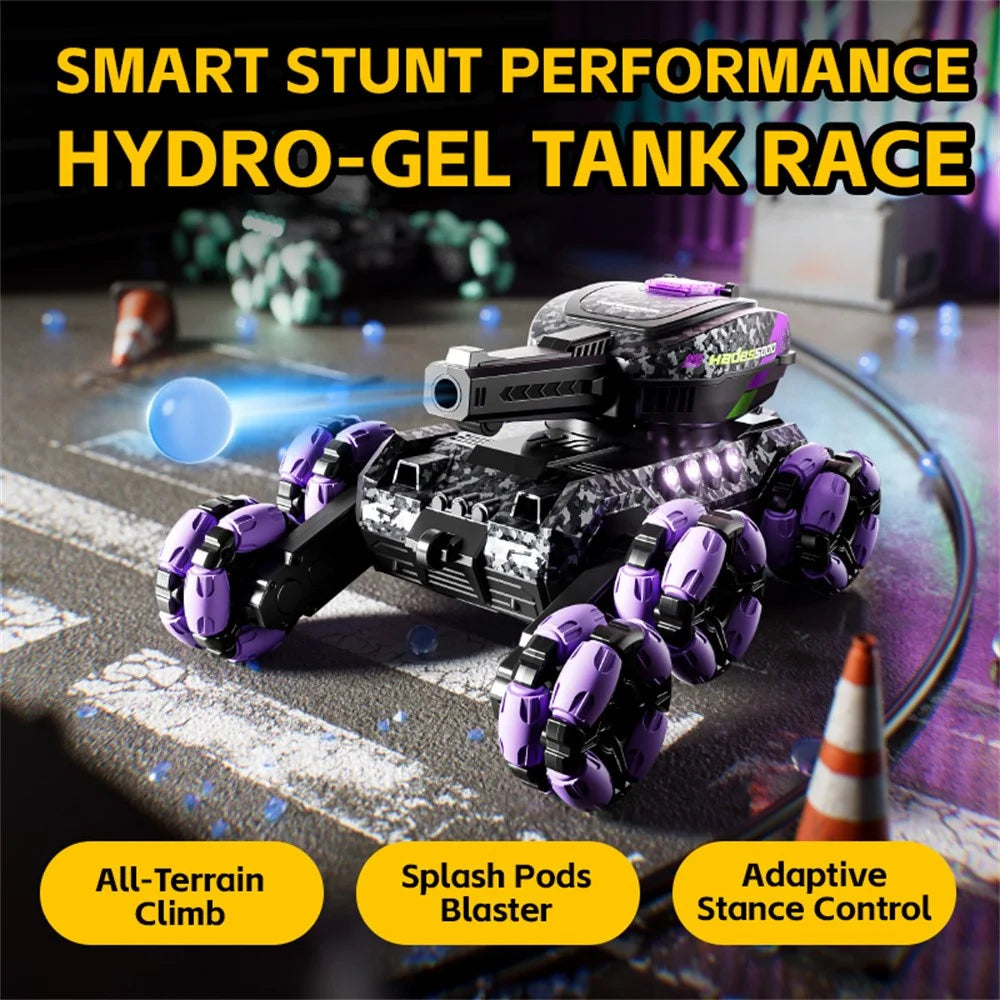 4DRC 4D-Y13 Water Bomb Launcher Dual Control 6 Wheel Drive RC Stunt Tank Children Gift, with 2 Batteries - Purple - 3