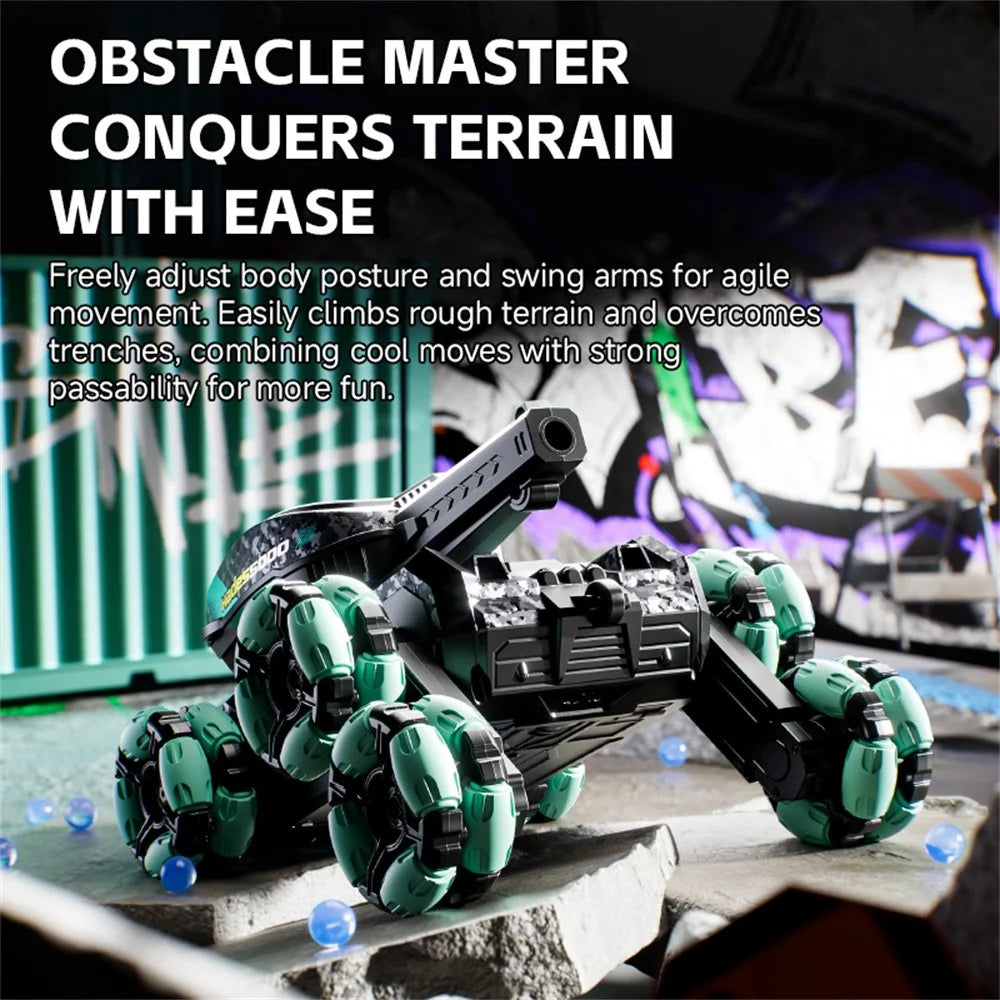 4DRC 4D-Y13 Water Bomb Launcher Dual Control 6 Wheel Drive RC Stunt Tank Children Gift, with 2 Batteries - Purple - 5