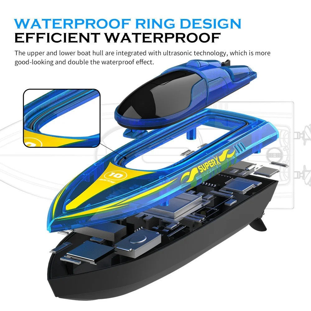 V555 2.4G RC Boat with 1 Battery High Speed Remote Control Racing Speedboat with LED Light for Children Toy - Blue - 5