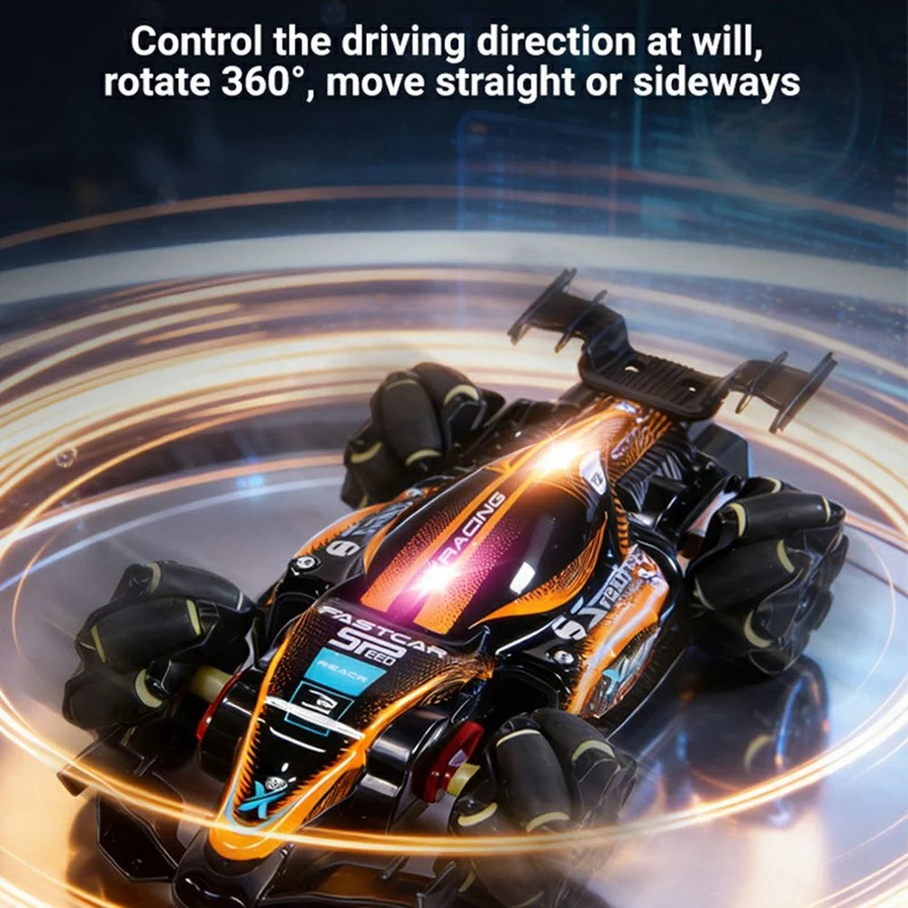 Q239 RC Stunt Car 360 Degrees Rotation Drift Formula Electric Car Toy 2.4G Remote Control Toy for Kids Adults - Orange - 3