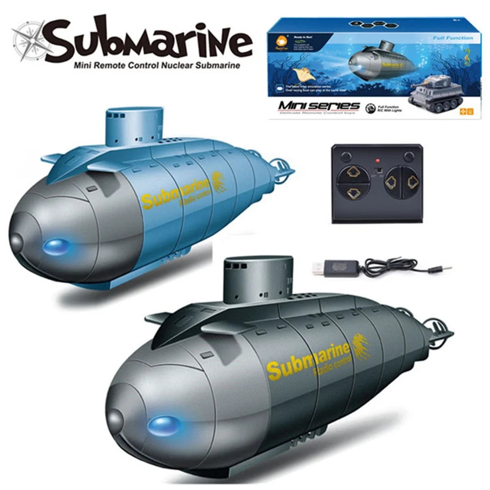 777-586 Wireless 6 Channels 2.4G RC Submarine with LED Lights Electric Mini Submarine Toy - Black - 6