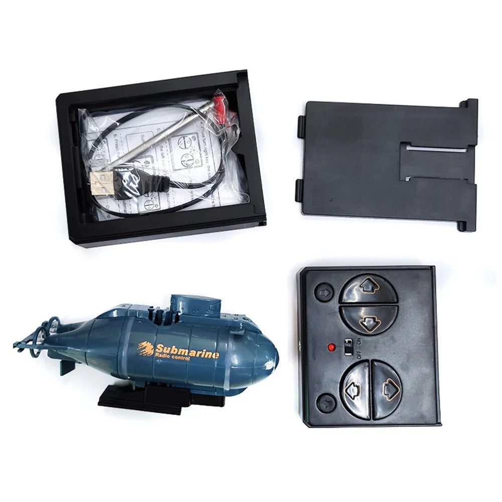 777-586 Wireless 6 Channels 2.4G RC Submarine with LED Lights Electric Mini Submarine Toy - Black - 7