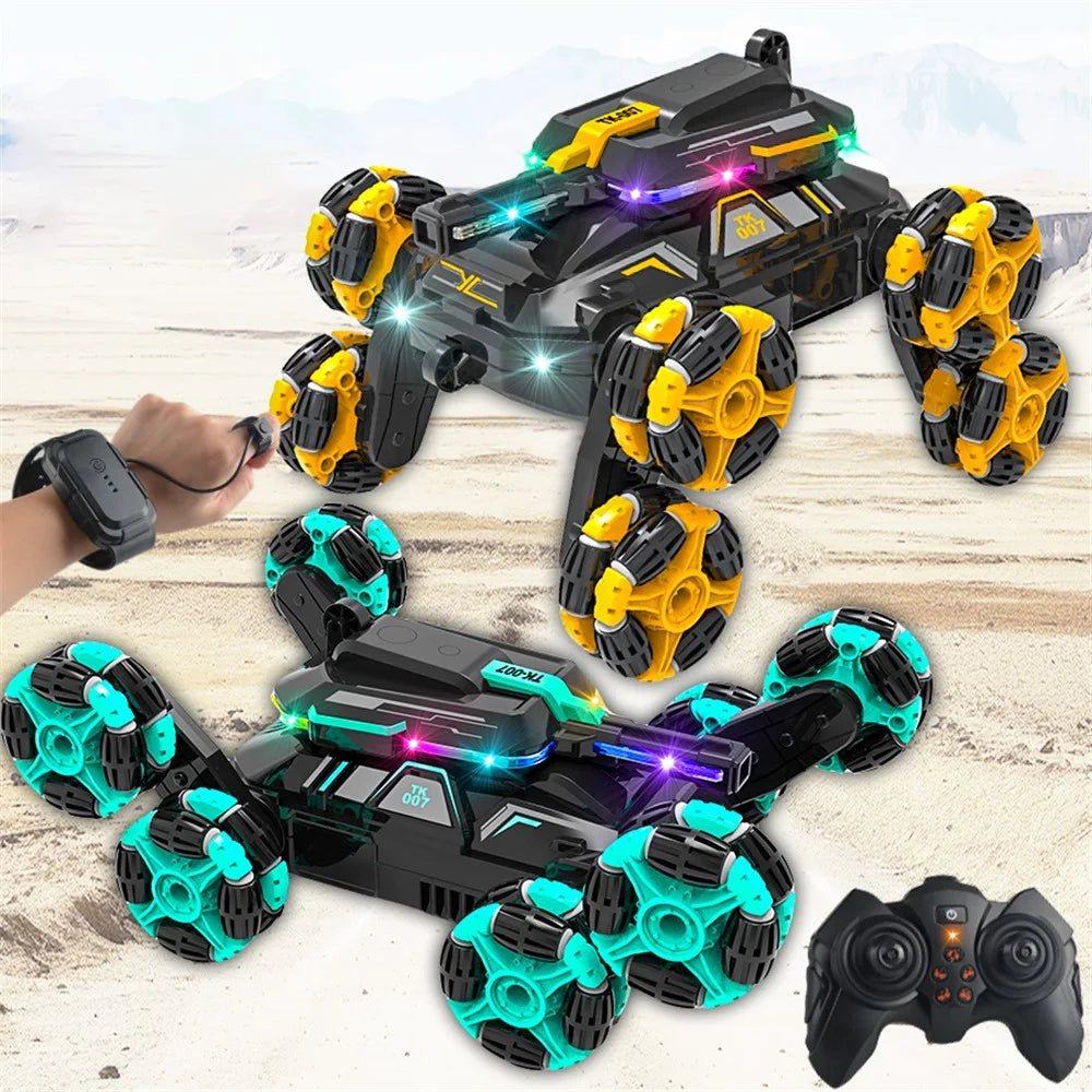YL-86 2.4G RC Stunt Car for Kids Age Above 6 Dual Control Modes Off-Road Drift Cars Toy with LED Lights - Green - 7