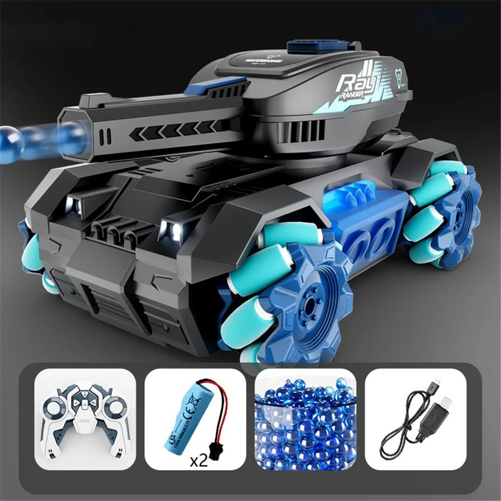 4DRC Y1 RC Tank with Sound Water Bomb Remote Control Stunt Car Toy, with 2 Battery - Blue - 1