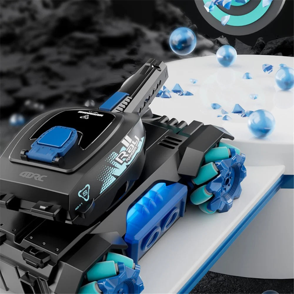 4DRC Y1 RC Tank with Sound Water Bomb Remote Control Stunt Car Toy, with 2 Battery - Blue - 4