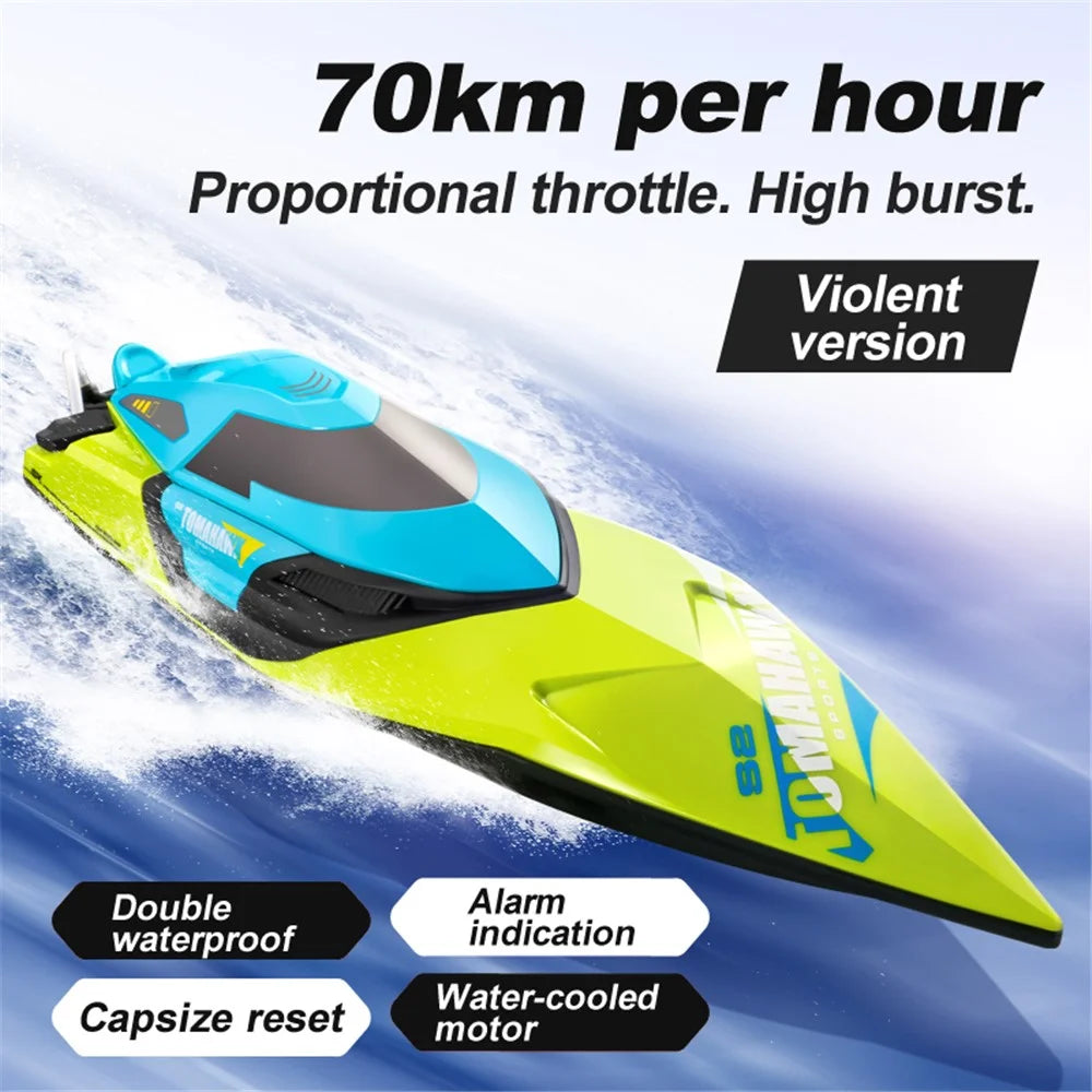 4DRC S2 High-Speed RC Boat 70Km / h Speedboat Toy, Dual Batteries - Green - 3