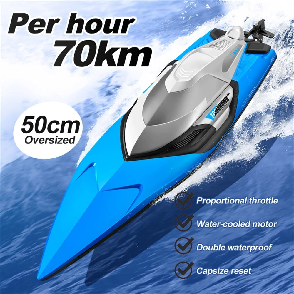 4DRC S2 70Km / h High-Speed RC Boat LED Light Effect Speedboat Toy, Single Battery - Blue - 2