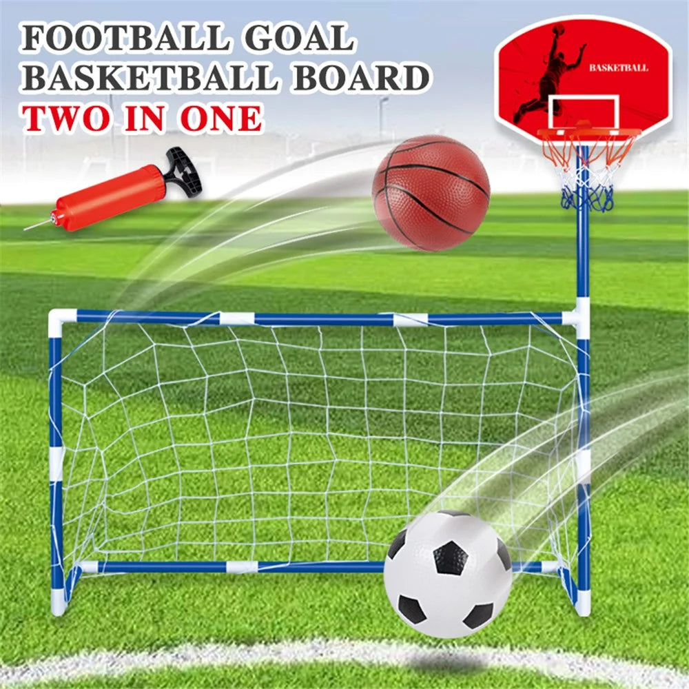 7701 2-in-1 Outdoor Sports Center Kids Toy Basketball Soccer Sports Station Indoor Arcade Game with Basketball Hoop Soccer Goal for Boys and Girls - 3