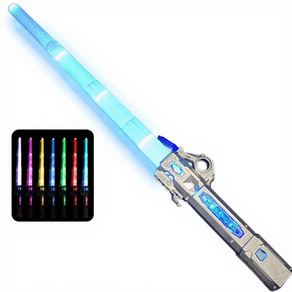 YLQ 2-in-1 Extendable Lightsaber For Kids 7-14 Years Light Up Toy With Sound Effects Star Wars Theme - Titanium Silver - 1
