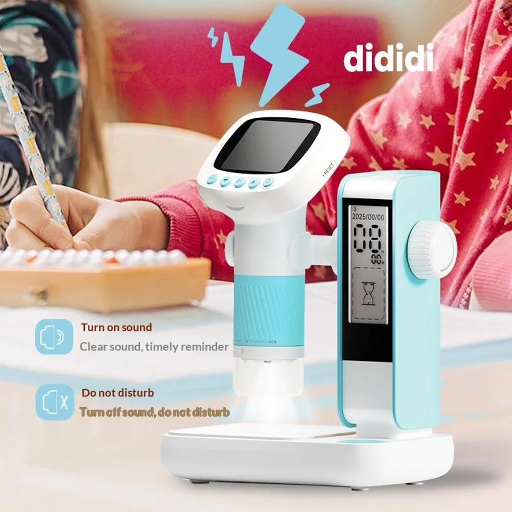 CM5 2 inch Screen Electronic Microscope 1000X HD Digital Microscope Height Adjustable with Alarm Clock and Photo Function - Sky Blue - 4