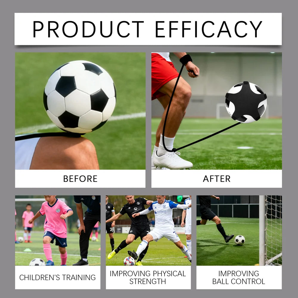 HOZONEX Soccer Trainer Ball Control Trainer Adjustable Wristband Auto Rebound Kit Compatible 3/4/5 Size Balls - 6