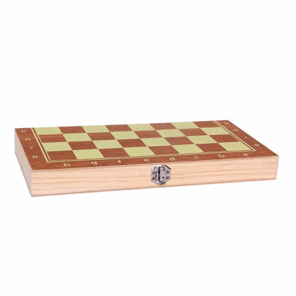 Folding Wooden International Chess Set Chessmen Collection Portable Board Game, 29*15*3cm - 2
