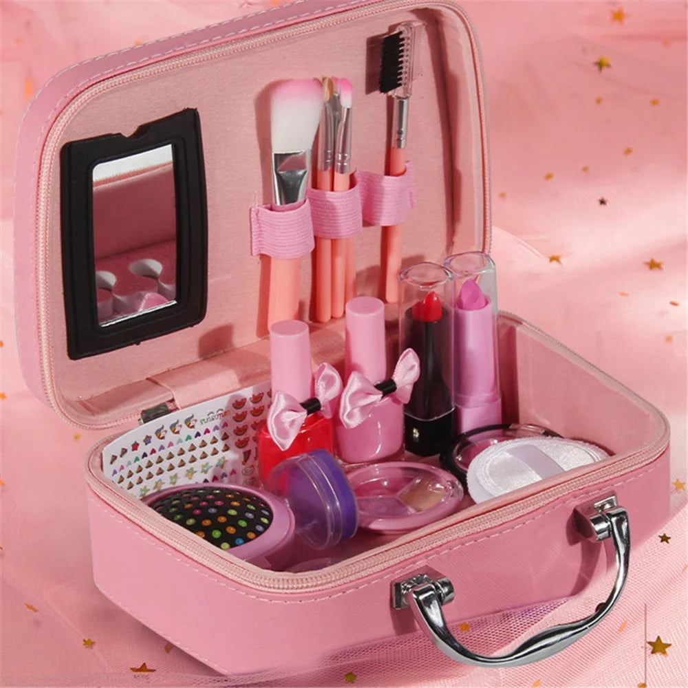 20Pcs / Set Pretend Play Makeup Kit for Girls Portable Cosmetic Dress Up Toys with Nail Polish Eye Shadow - 2