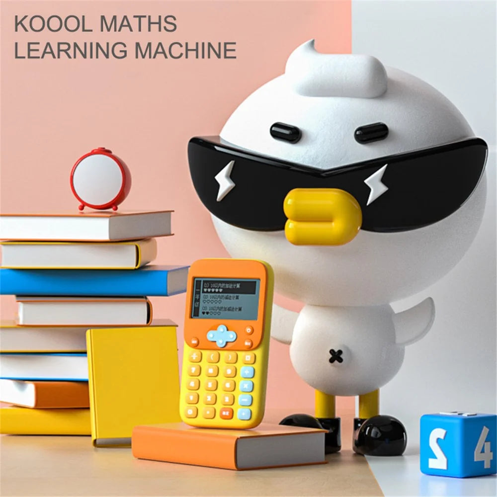 KOOOL K45 II Cartoon Children Math Calculator Learning Machine Mini Math Exercise Pad for Primary / Middle School Students - Grey / Yellow - 6