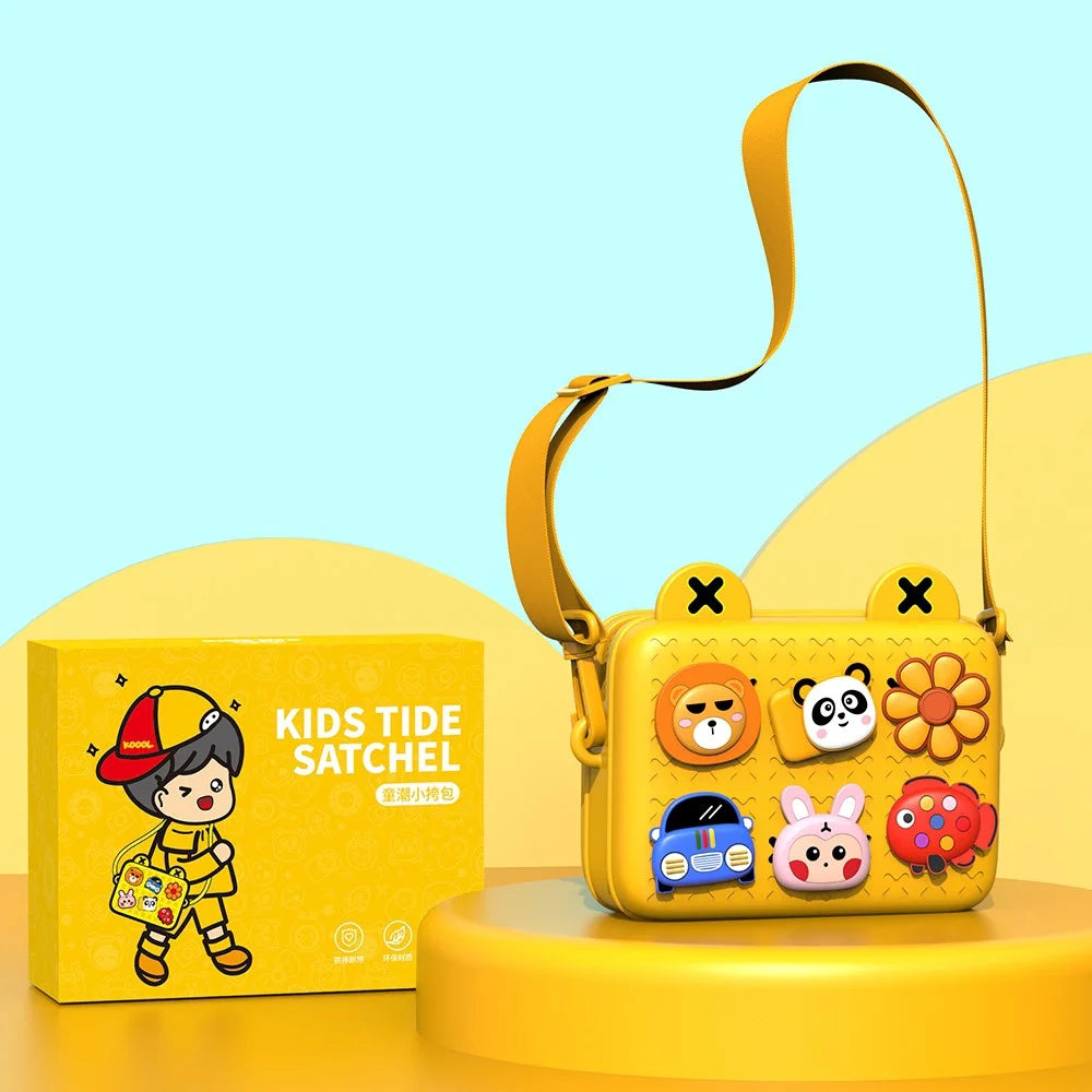 KOOOL K10 Kids Cartoon Crossbody Bag EVA+PVC Shoulder Bag with DIY Pattern Patch for Boys Girls - Yellow - 2
