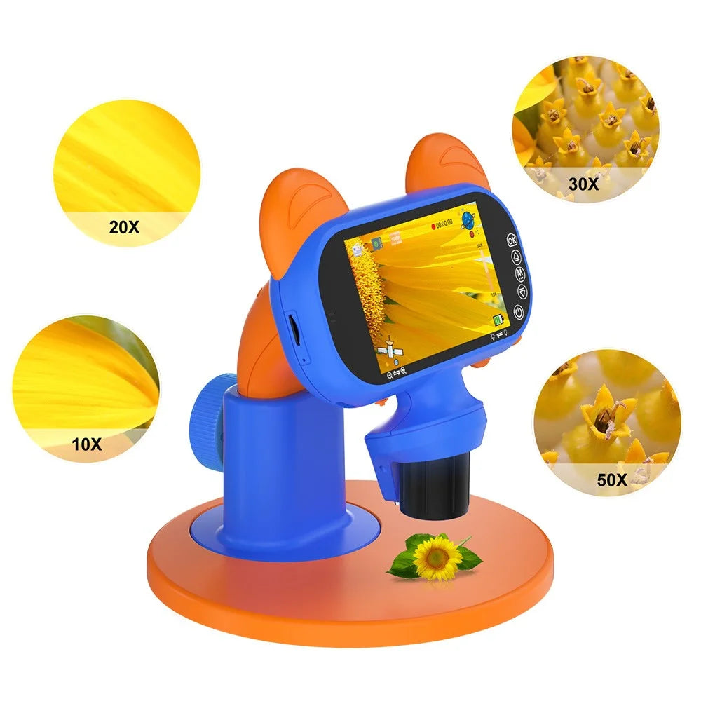 AD-LM01 Children Microscope 4 inch 50-1000X Magnification USB Magnifier Kids Camera with Adjustable LED Light - 2