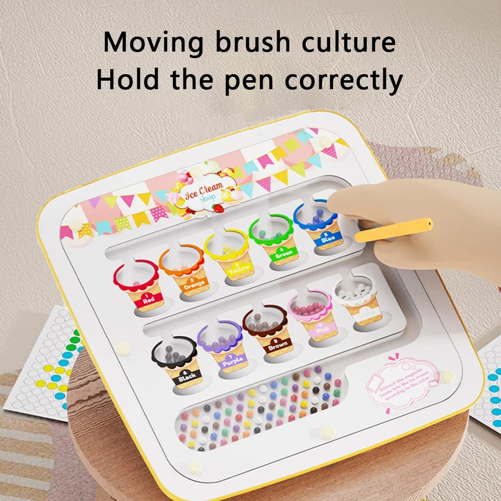 Magnetic Drawing Board for Kids Dot Art Educational Toy Gift with Double-sided Cards - Pink - 5