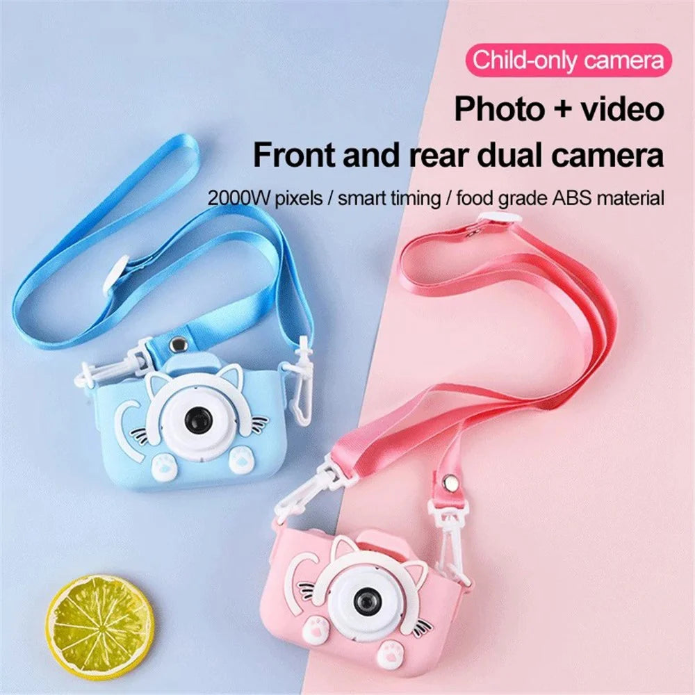 X5S Cartoon Cat 2.0-inch IPS Screen Kids Camera Rechargeable Dual Lens HD Camera Toy - Pink - 2