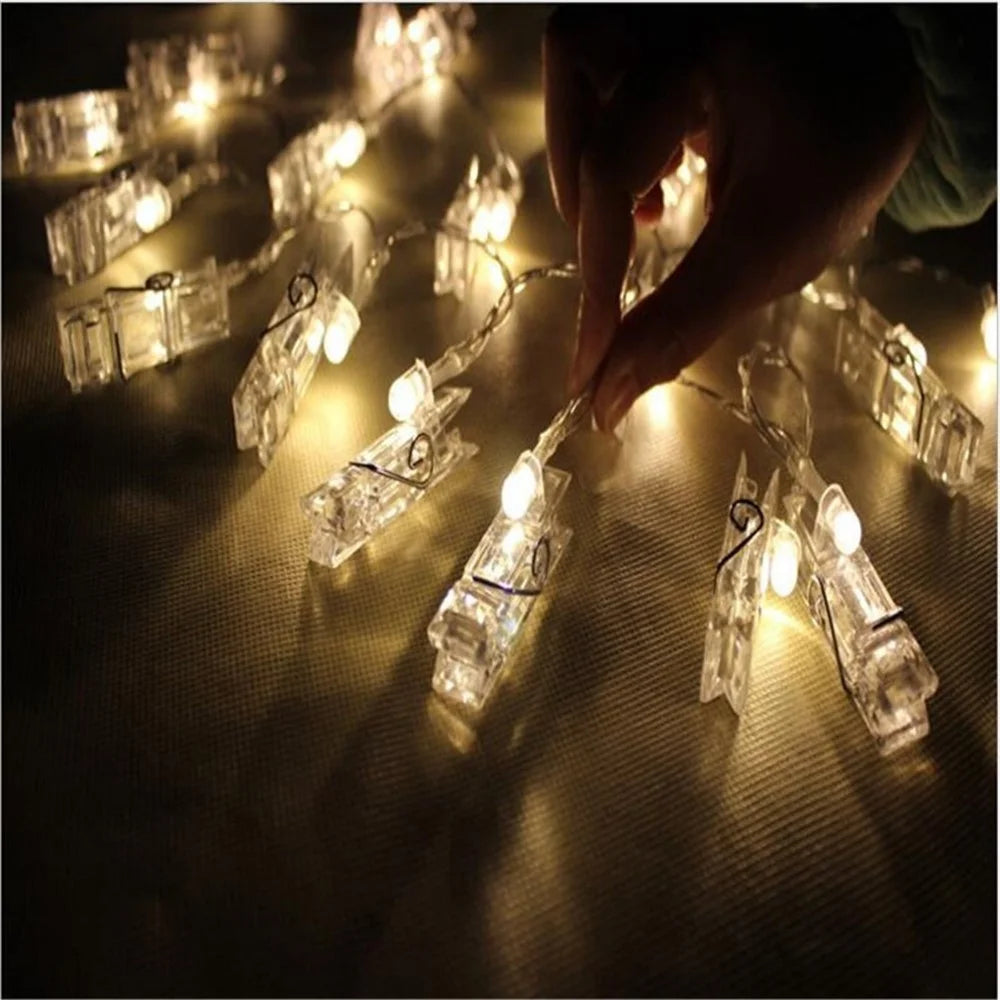 5 Meters 40 LED Photo Clip String Lights with Remote Control 8 Modes Choice Battery Operated Photo Clips - Warm White - 2