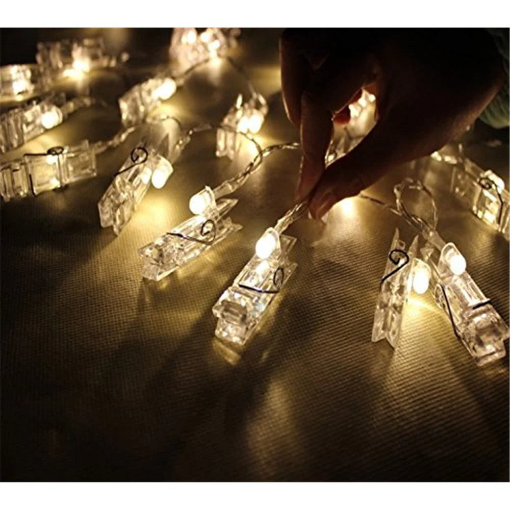 5 Meters 40 LED Photo Clip String Lights with Remote Control 8 Modes Choice Battery Operated Photo Clips - Warm White - 5
