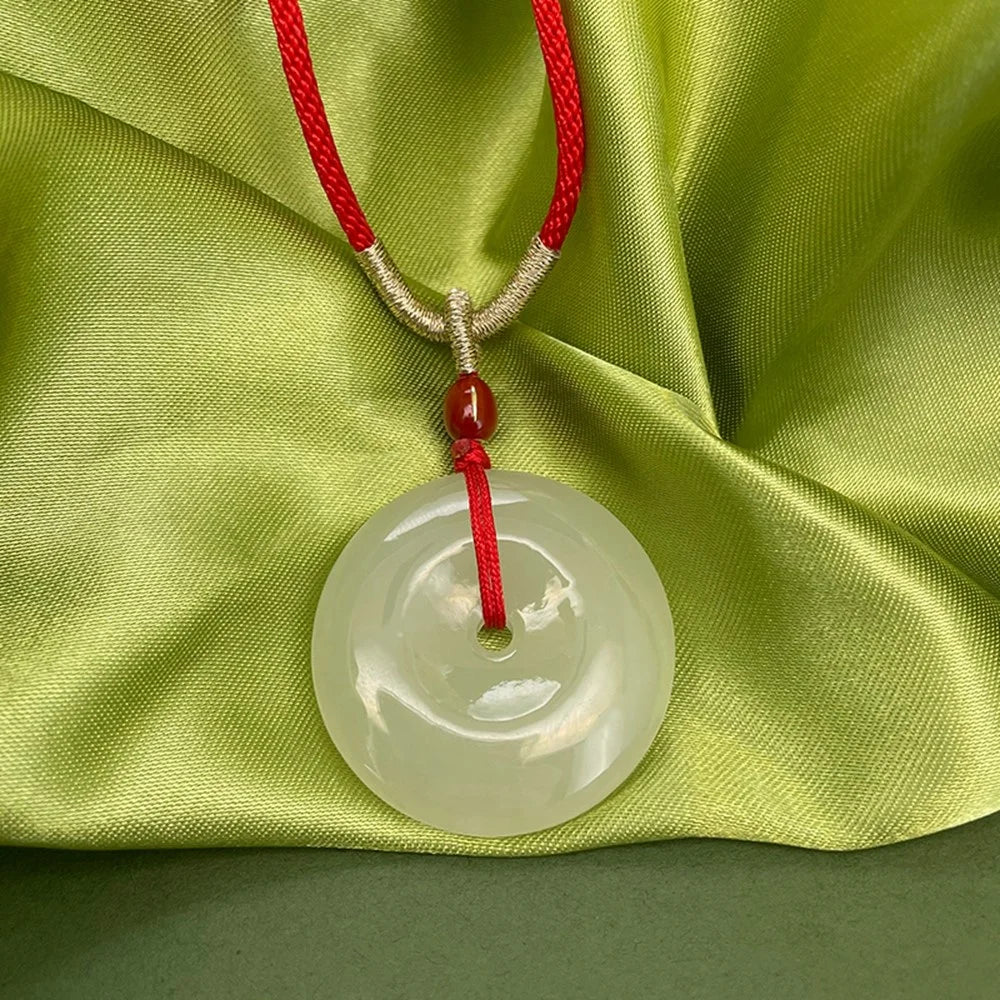 YISIXICI XL13140065 Nephrite Jade Pendant Necklace Lucky Charm Neck Jewelry Good Luck Birthday Gift - Red Rope - 2