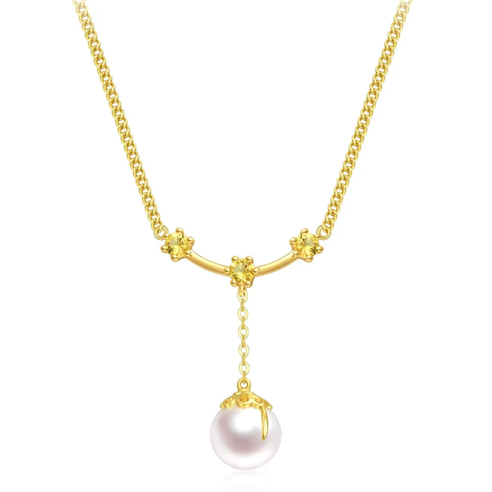 YISIXICI XL13140014 Pearl Pendant Necklace S925 Silver Neck Jewelry Women's Birthday Gift - 1