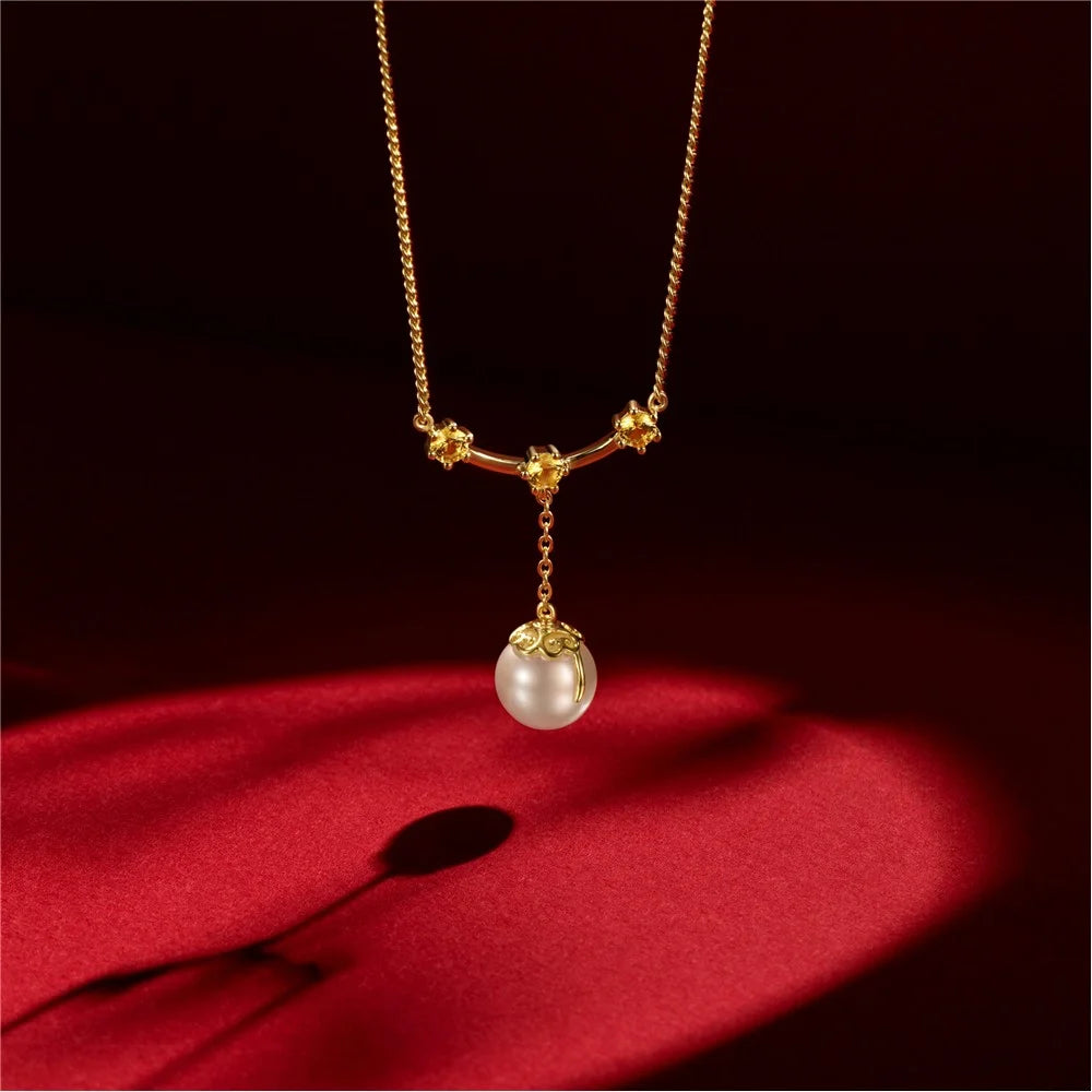 YISIXICI XL13140014 Pearl Pendant Necklace S925 Silver Neck Jewelry Women's Birthday Gift - 4