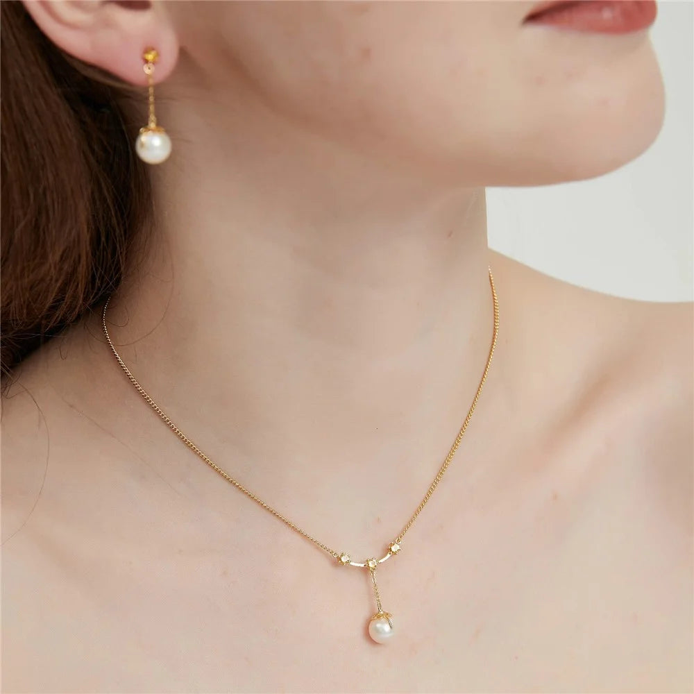 YISIXICI XL13140014 Pearl Pendant Necklace S925 Silver Neck Jewelry Women's Birthday Gift - 5
